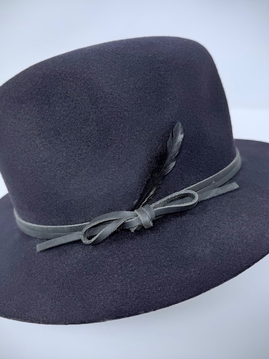 Goorin Bros Dark Purple Wool Fedora Hat Feather Accent Size Small